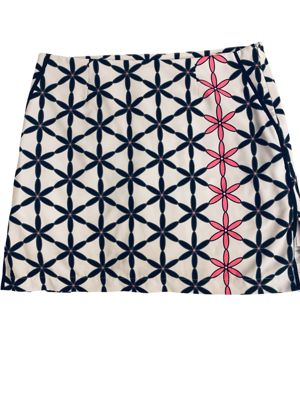 Golftini White & Black Floral Twiggy Pattern A-Line Skort with Pink Accent-4